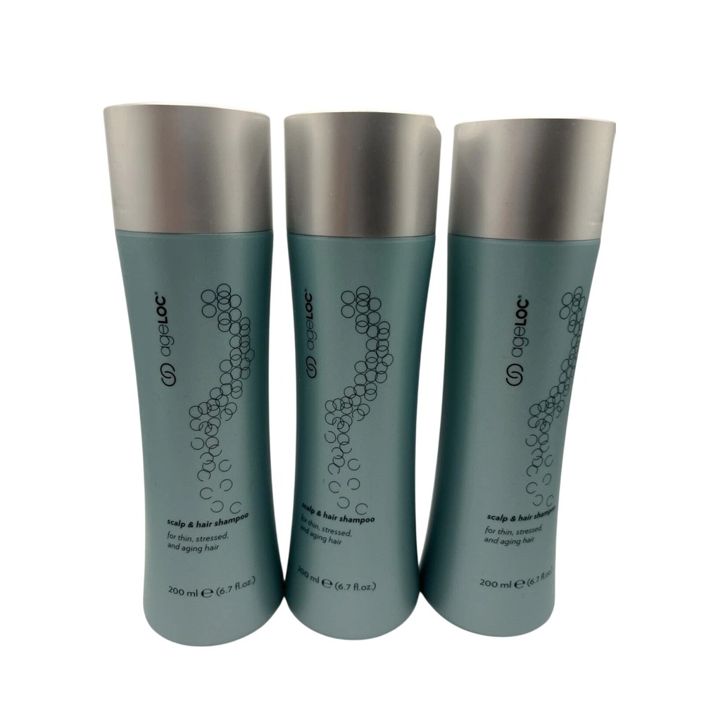 Lot of 3 Nu Skin ageLOC Scalp & Hair Shampoo for Thin Stressed Aging Hair 6.7oz
